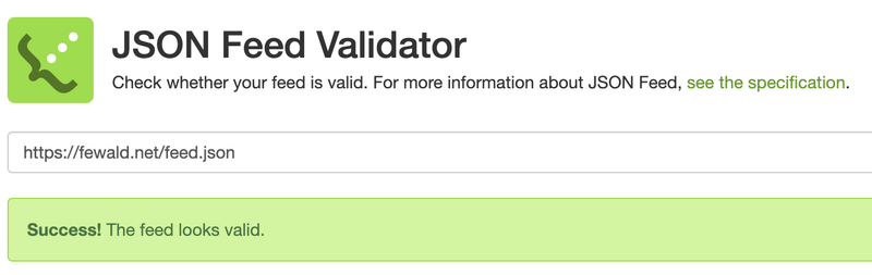 Valid feed validated on JSONFeed.org